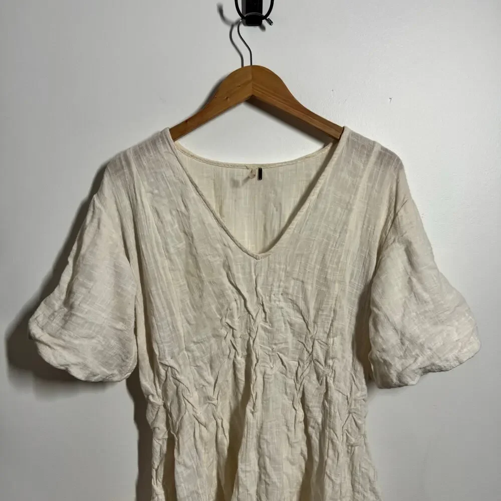 Free People Cotton Boho Mini Dress Women S Cream Coastal‎ Cottage Beach Minimal